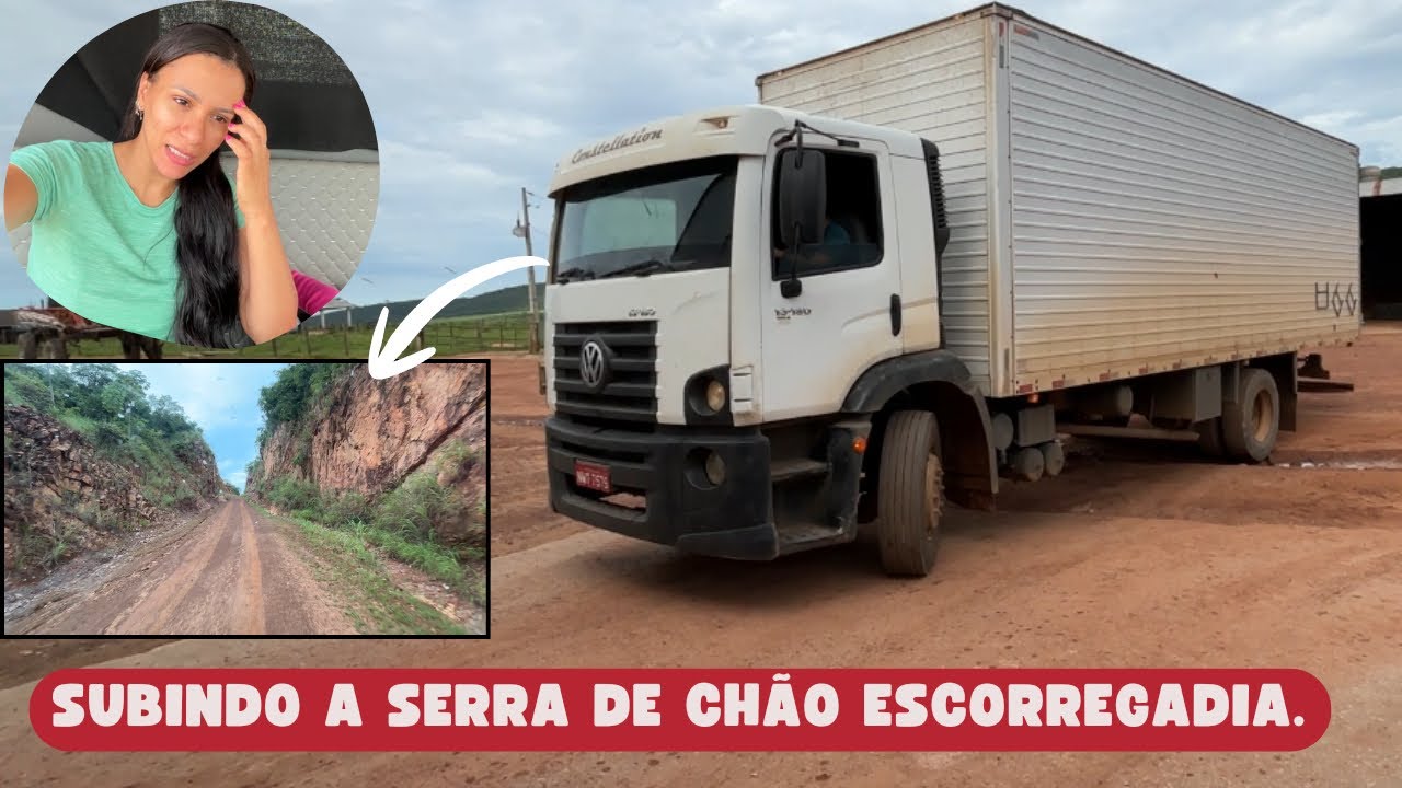SUBINDO A SERRA COM CHUVA! Ainda bem que o caminhão estava leve. 