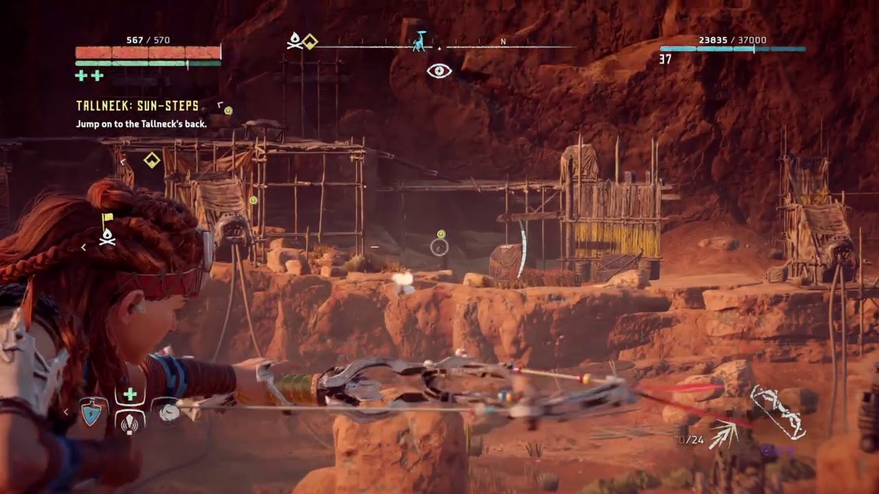 Horizon Zero Dawn, Shadow sharpshot bow distance head shot