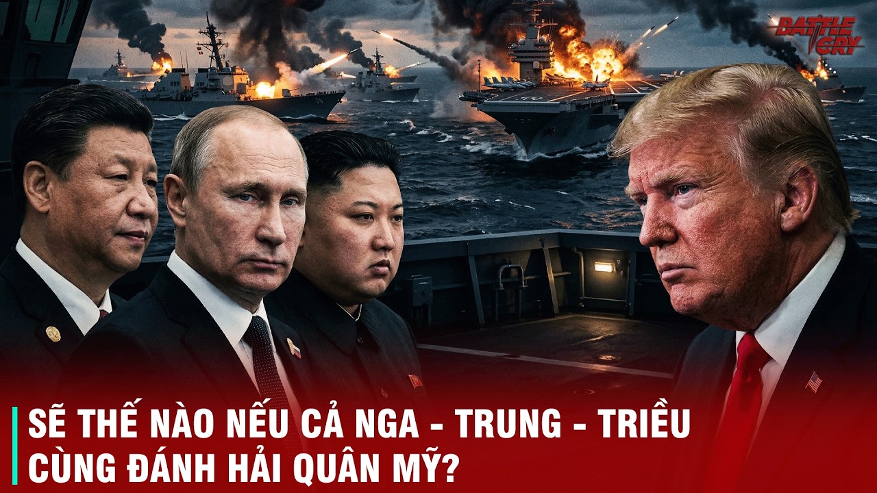 KỊCH BẢN KHÔNG TƯỞNG KHI NGA - TRUNG - TRIỀU HỢP SỨC ĐÁNH HẢI QUÂN MỸ, TÀU SÂN BAY THÀNH BIA TẬP BẮN