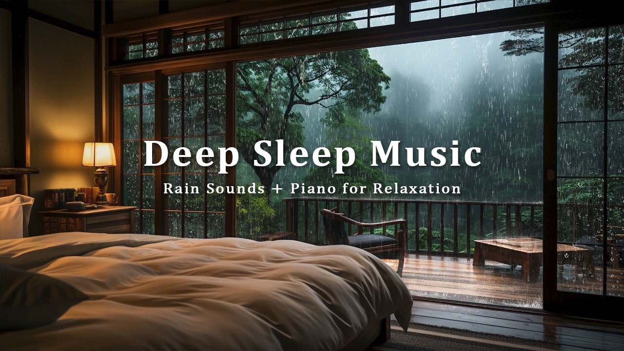 Peaceful Piano Music & Rain Sounds for Sleeping - Warm Bedroom Ambience for Deep Sleep