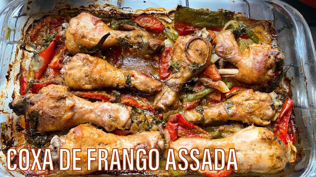 COXA DE FRANGO ASSADA COM TOMATE, CEBOLA E PIMENTÃO