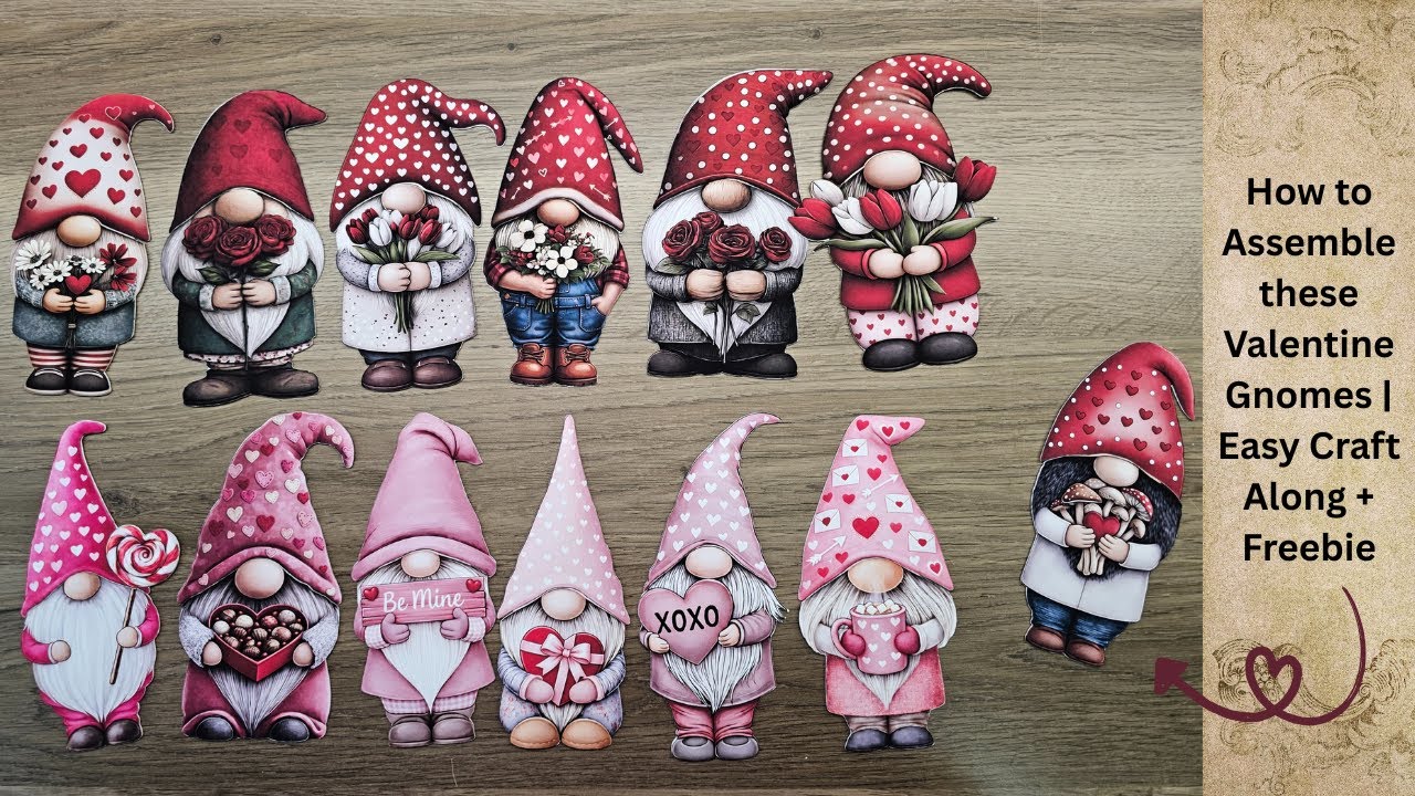 How to Assemble these Valentine Gnomes | Easy Craft Along + Freebie