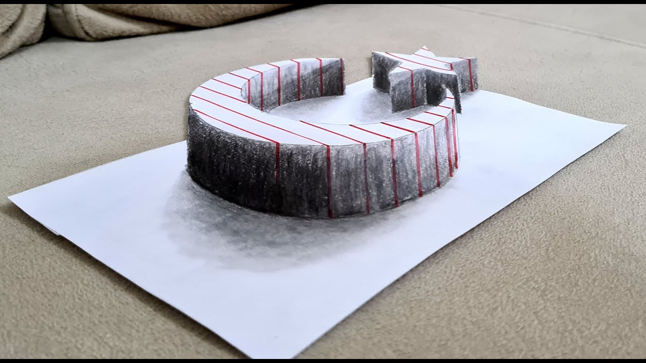 29 ekim cumhuriyet bayramı /3d ay yıldız çizimi / 3 boyutlu çizimler