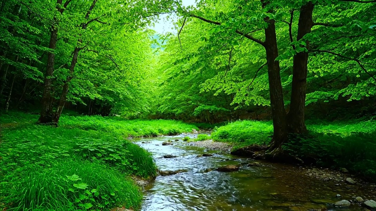 Deep Sleep Fast | Relaxing Forest Stream & Birds in Lush Green Woods for Calm Mind & Stress Relief