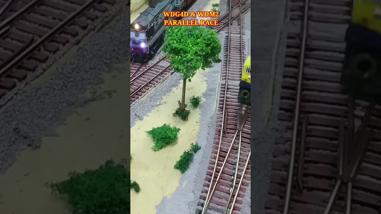 HO Scale WDM2 & WDG4D Parallel Race | Indian Railways #shorts #train #indianrailways