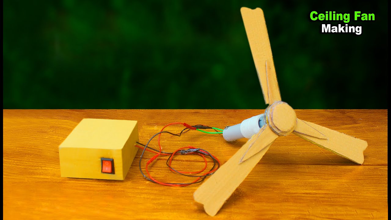 How to make Ceiling Fan at home using DC motor Cardboard - Making Ceiling Fan - Fan Making