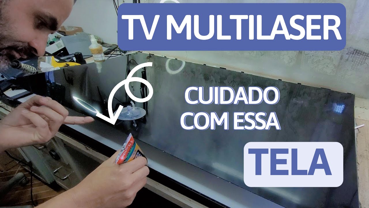 TV Multilaser TL032 ⚠️ Muito Cuidado! Tela Frágil ao Cortar a Dupla Face, para trocar os LED 's.
