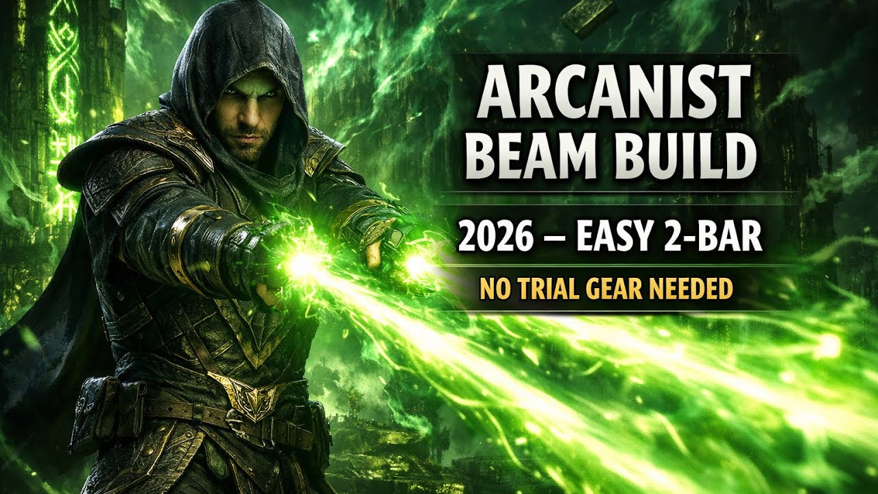 ESO Arcanist Beam Build 2026 | Easy 2-Bar Setup for Trials (No Trial Gear Needed)