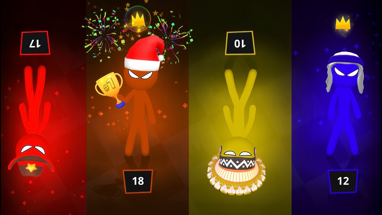 🥇 INSANE Stickman Party Tournament 😱 | 4 Players Mini Games Chaos