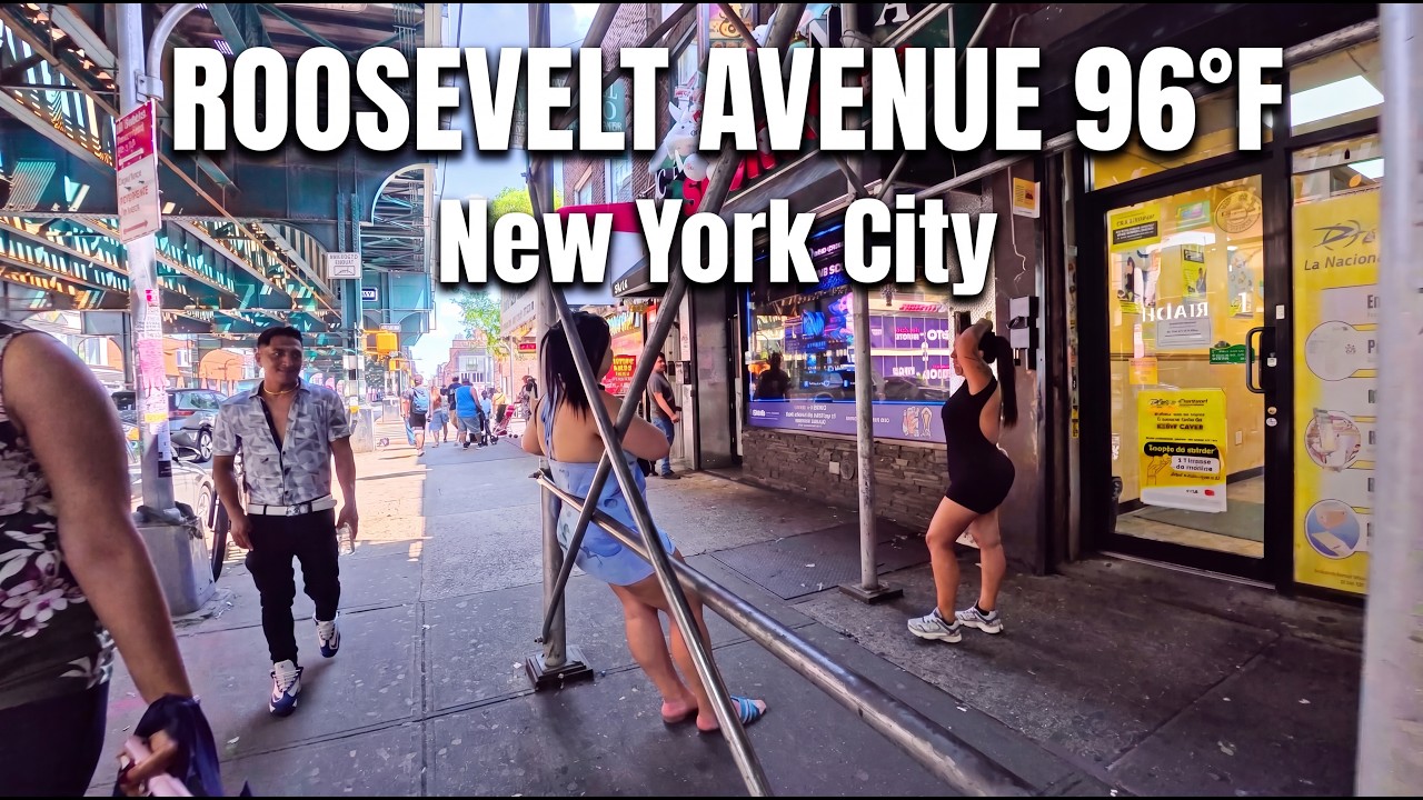 NYC Walk: Roosevelt Avenue Queens in 96&deg;F Heat 4K POV | Jackson Heights to Junction Blvd