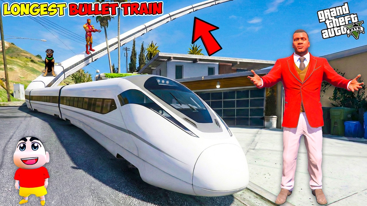 Franklin And Shinchan Make WORLD Longest Indian Bullet Train With Avengers In GTA 5!