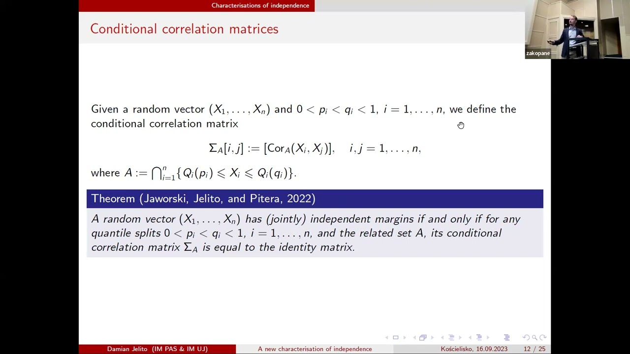 A new characterisation of independence based on local correlations