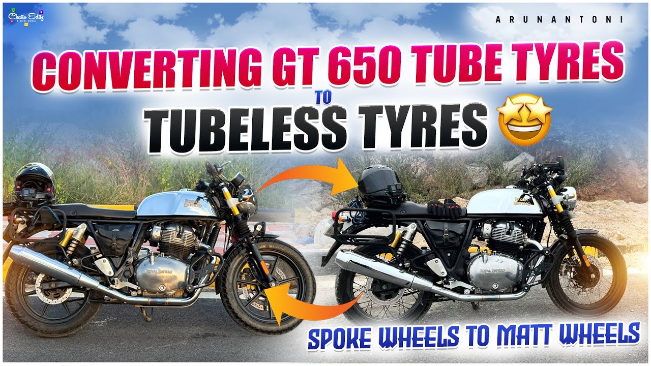 Converting Continental GT 650 Tube Tyres To Tubeless Tyres 🛞🤩| Tubeless Tyres | Telugu Moto Vlogs |