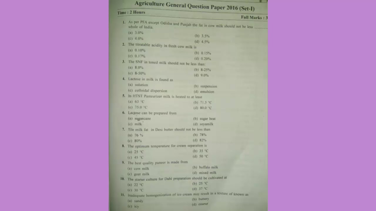 BHU  PET questions paper 2016 (General agriculture)