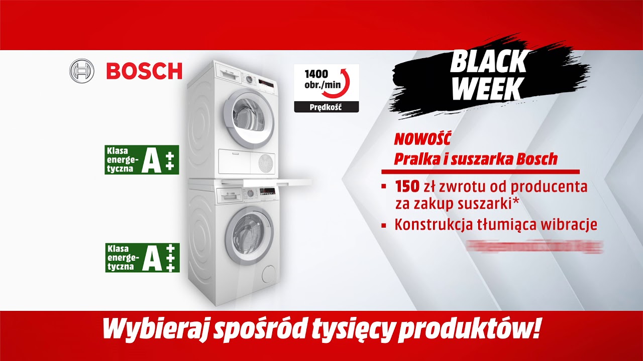 Black Week w MediaMarkt  - Zestaw Pralka i suszarka Bosch