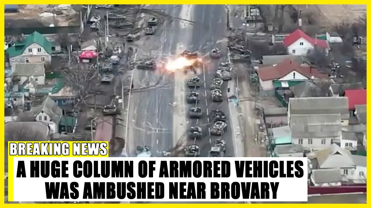 A huge column of armored vehicles was ambushed near Brovary