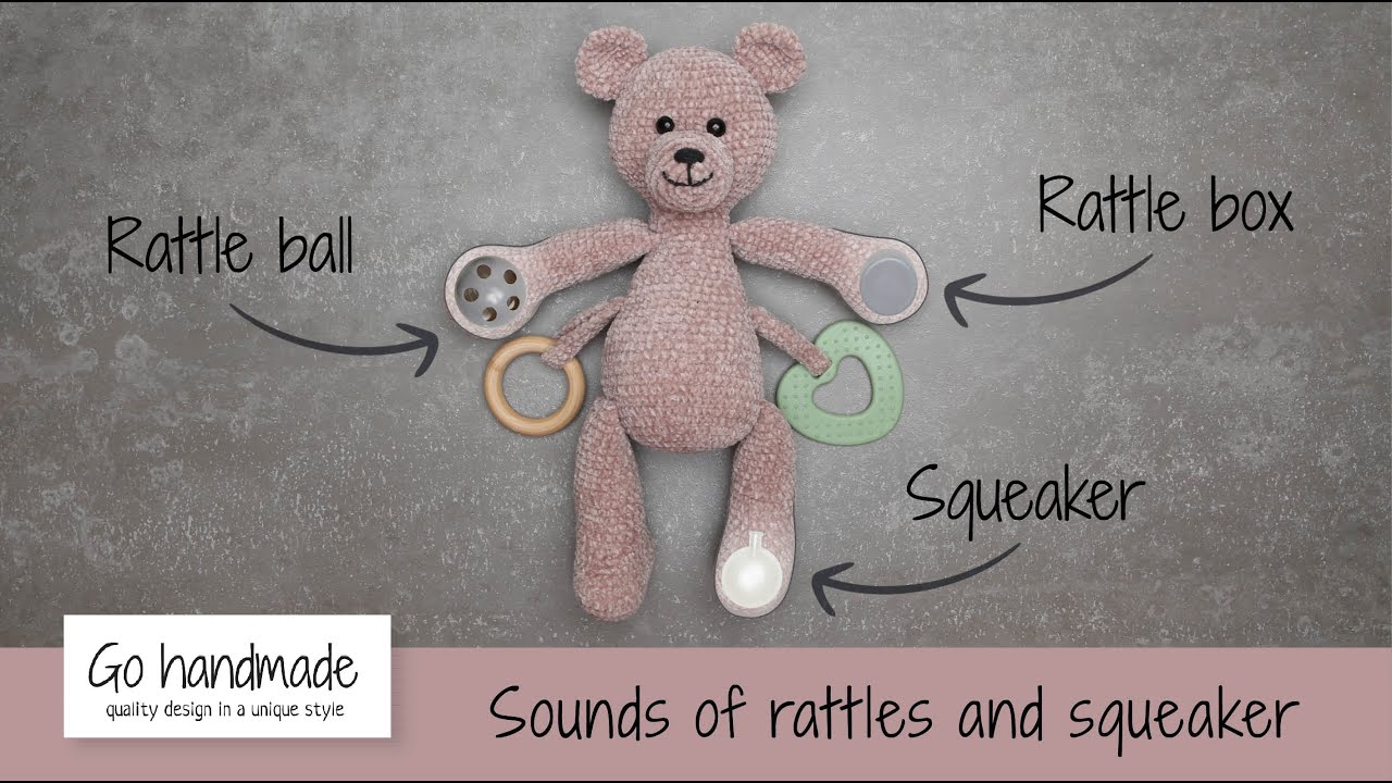 Sounds of rattle ball, ratlle box and squeaker