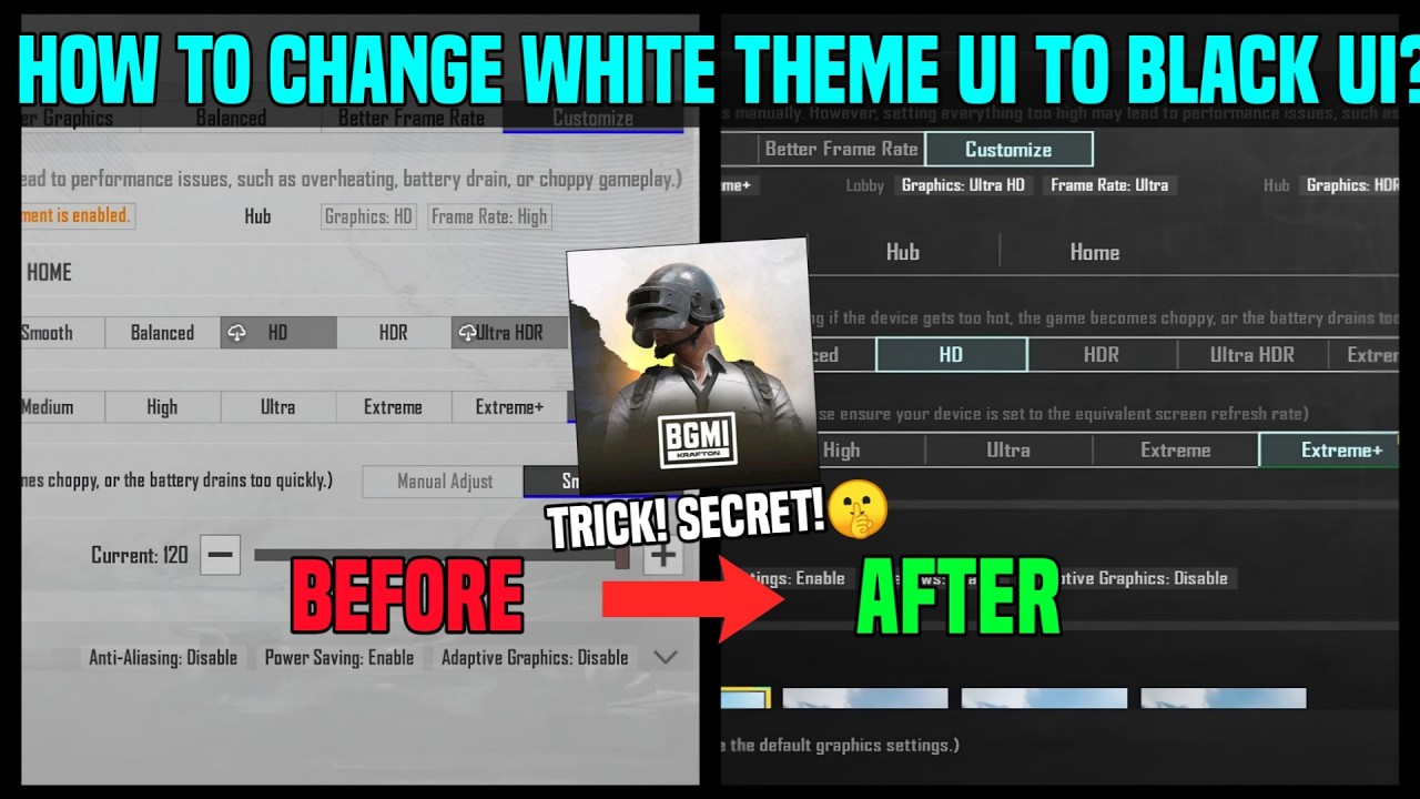 BGMI NEW UI CHANGE / BGMI WHITE COLOUR THEME CHANGE KAISE KARE / HOW TO CHANGE WHITE UI TO BLACK UI