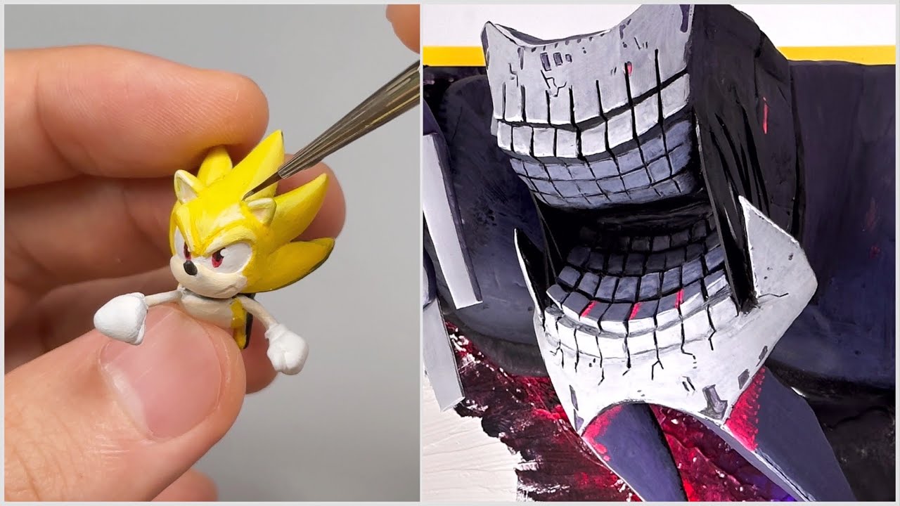 Создание Супер Соника против Титана Гиганто из глины / Sonic Frontiers / Рамка для рисования [kiArt]