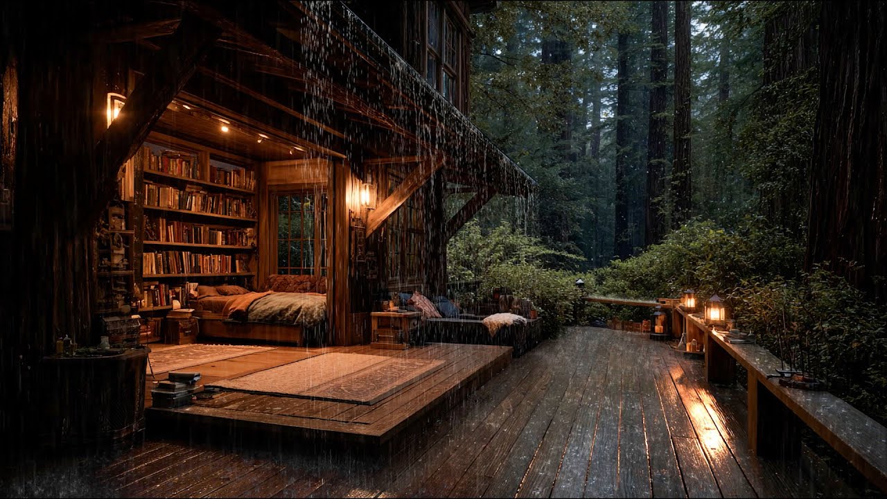 Gentle Piano & Forest Rainfall 🌧️ Drift Into Deep Sleep and Release All Stress