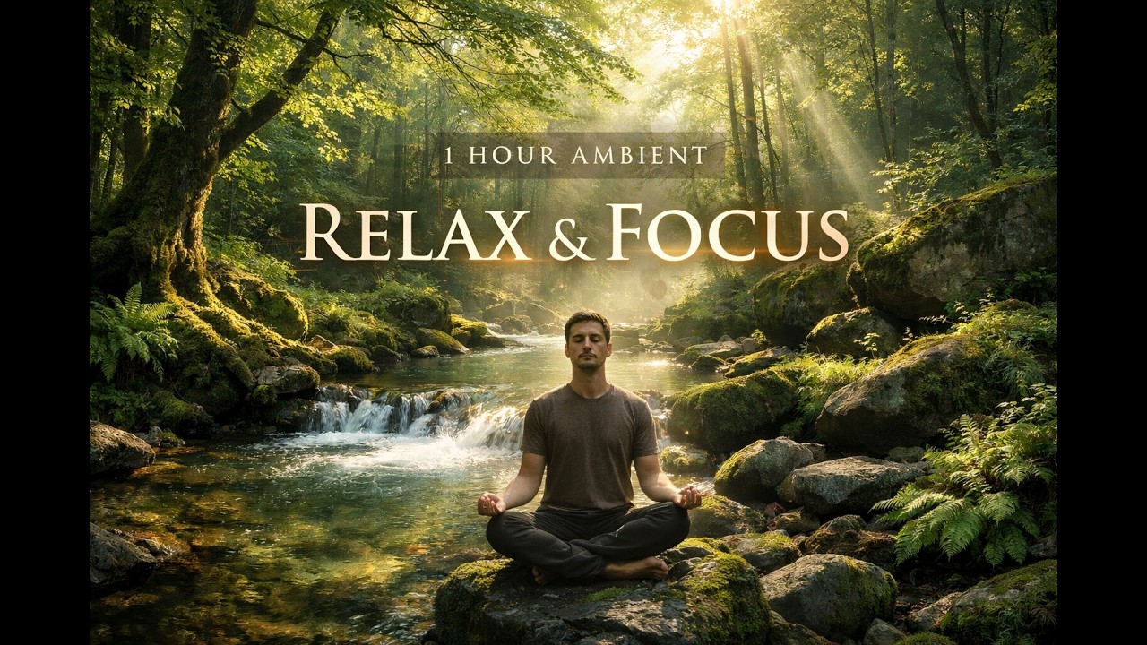 1 Hour Deep Relaxing Ambient Music 🌿 Forest & Stream Sounds for Sleep & Study