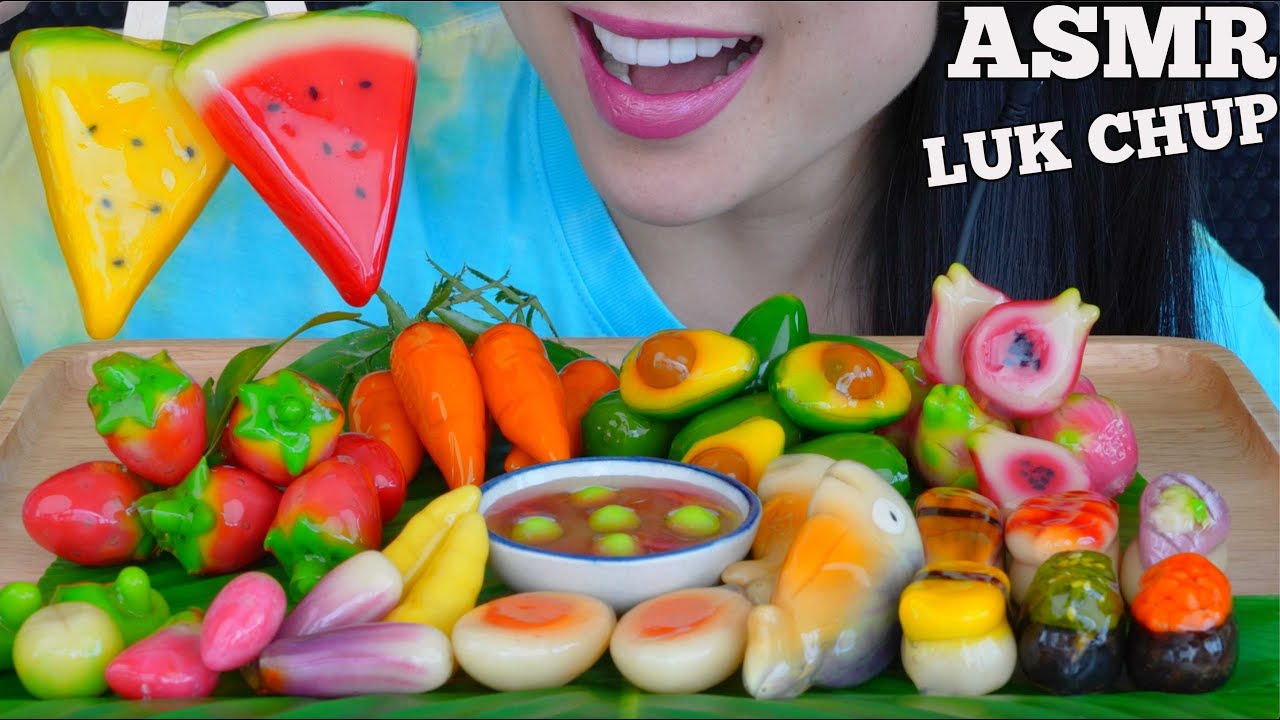 ASMR THAI DESSERT ขนมลูกชุบ *LUKCHUP (SOFT RELAXING EATING SOUNDS) LIGHT WHISPERS | SAS-ASMR