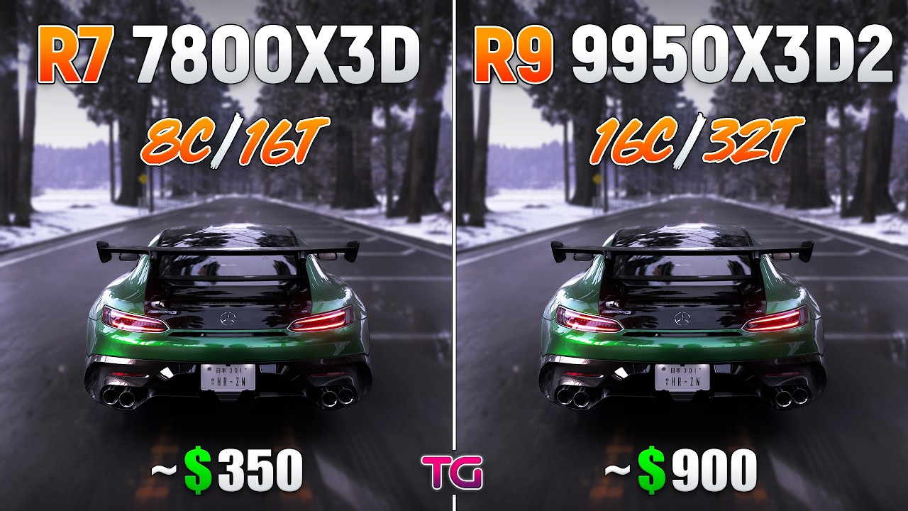 Ryzen 7 7800X3D vs Ryzen 9 9950X3D2 - Test in 10 Games
