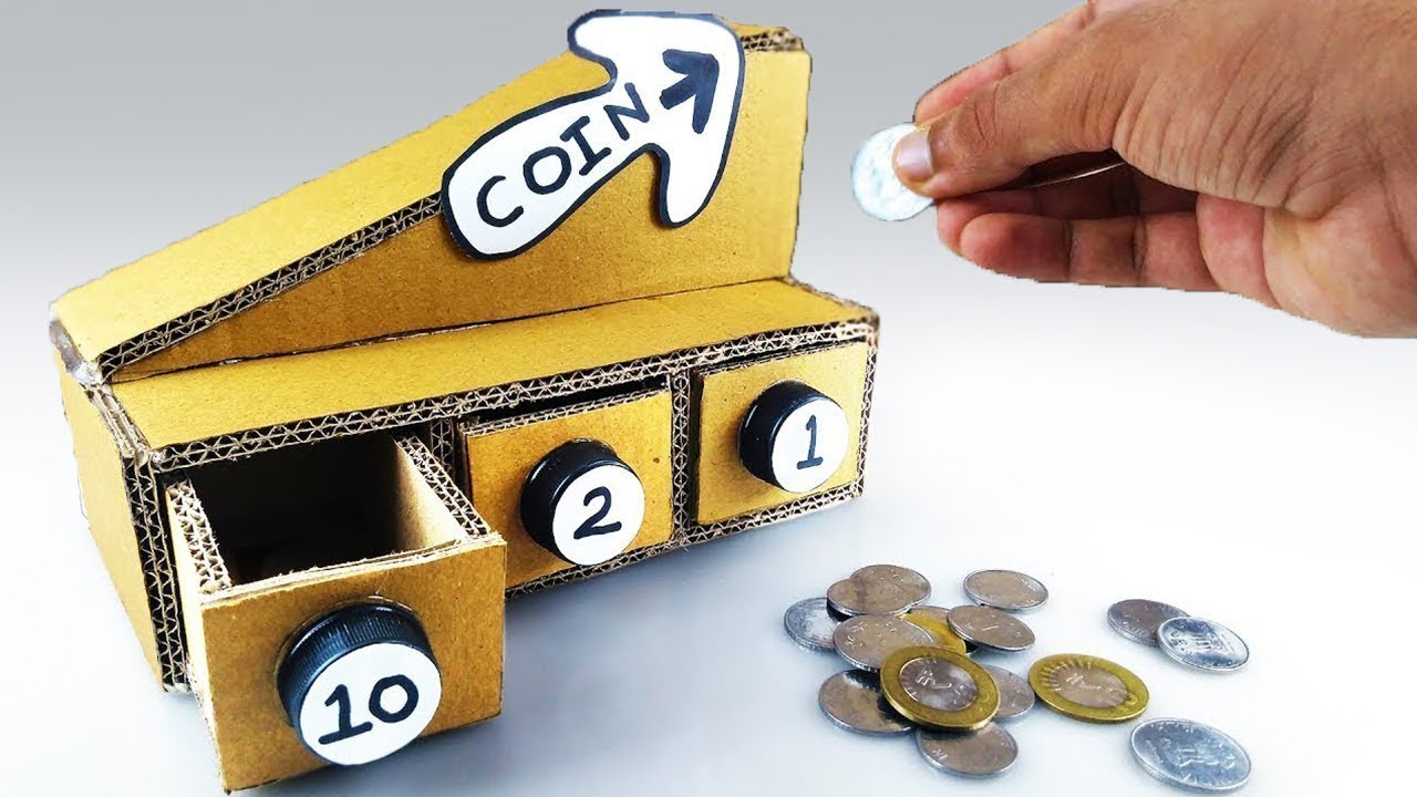 Bozuk Para Ayırma Makinesi Nasıl Yapılır - DIY Coin Sorting Machine from Cardboard