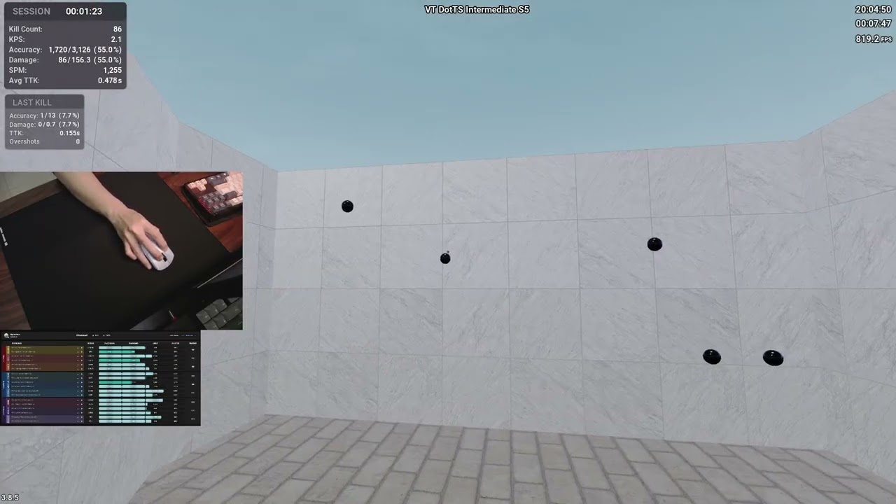 day 99 of kovaaks extra: my first Jade score in VT S5 bench - DotTS