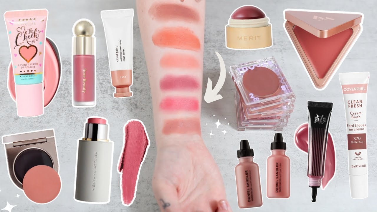 CREAM & LIQUID BLUSH SWATCH-A-THON | Fair Olive Skin