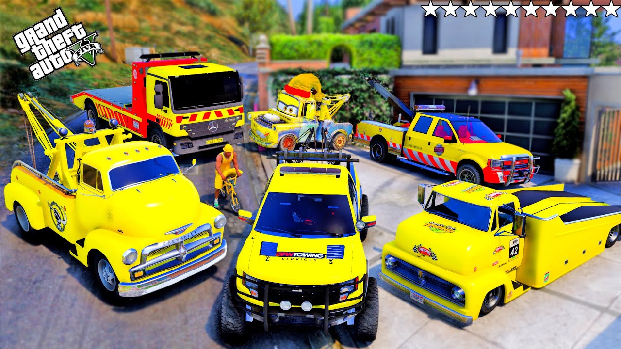GTA 5 - Stealing TOW TRUCKS with Franklin! (Real Life Vehicles #75)