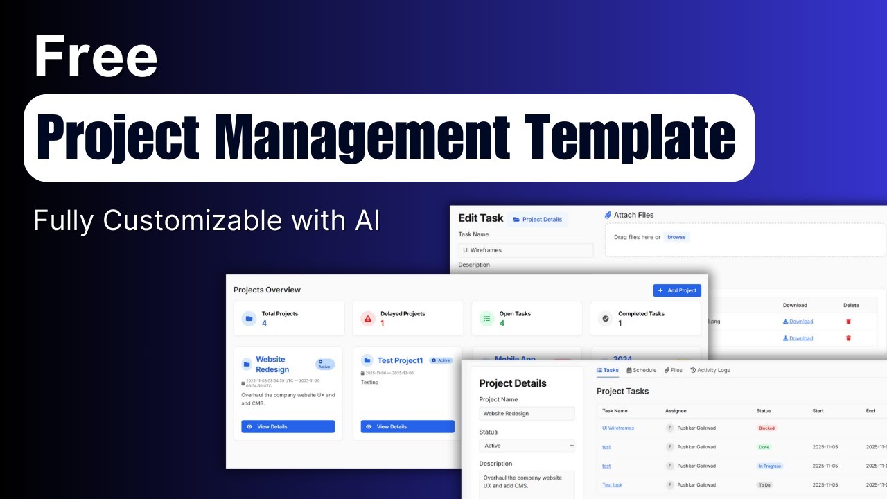Free Project Management App Template (AI Customizable) | Create Your PM Software in Minutes