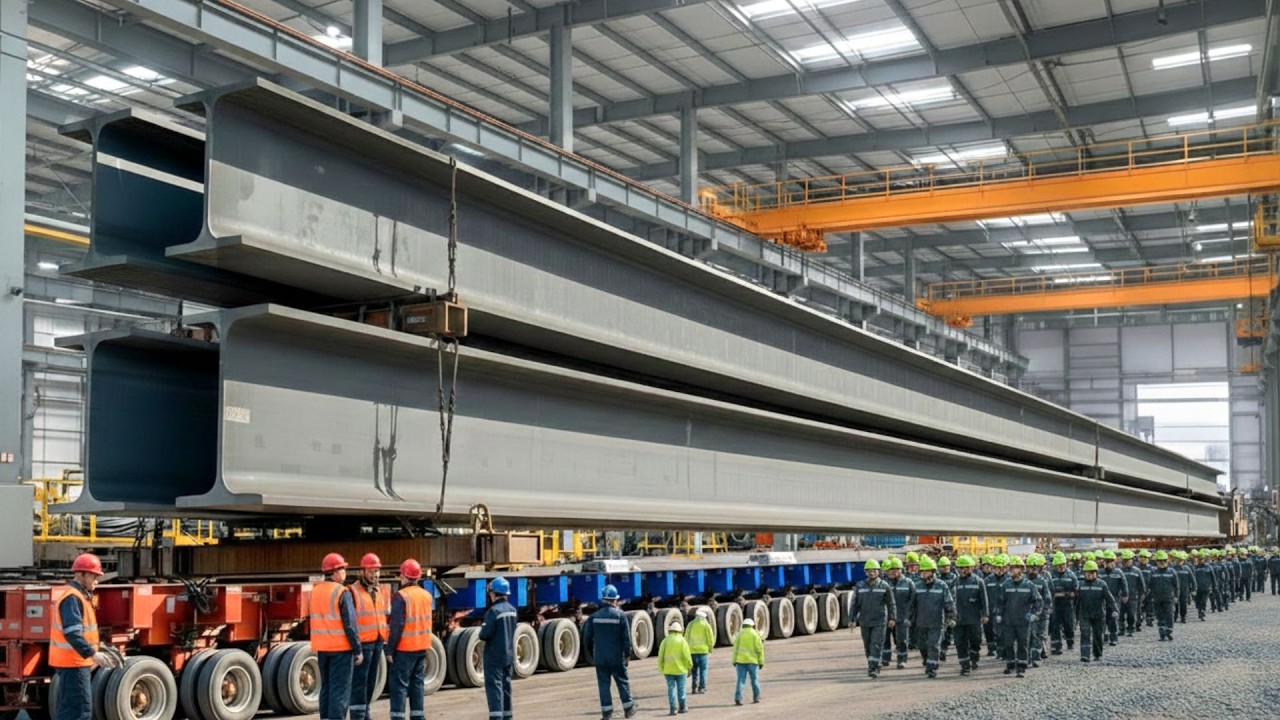 HOW GIANT I-BEAMS ARE PRODUCED FROM RECYCLED IRON INSIDE A MASSIVE FACTORY