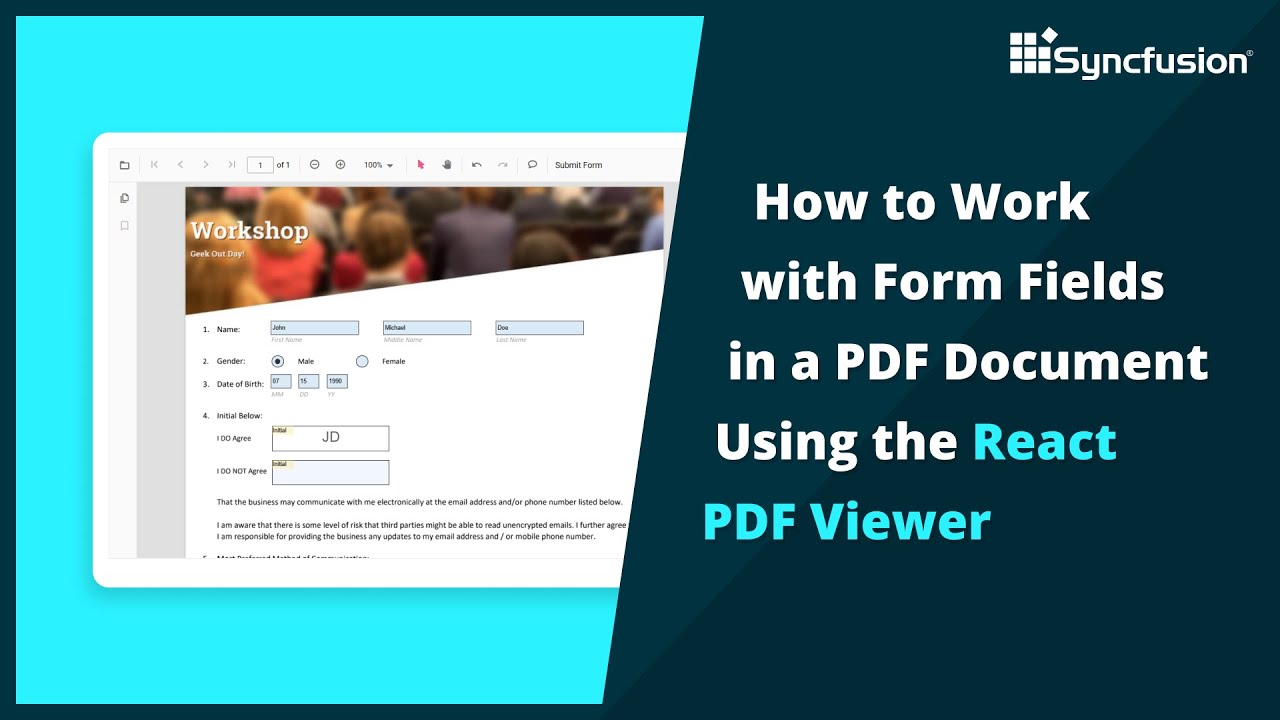 Working with Form Fields in PDF Document Using React PDF Viewer