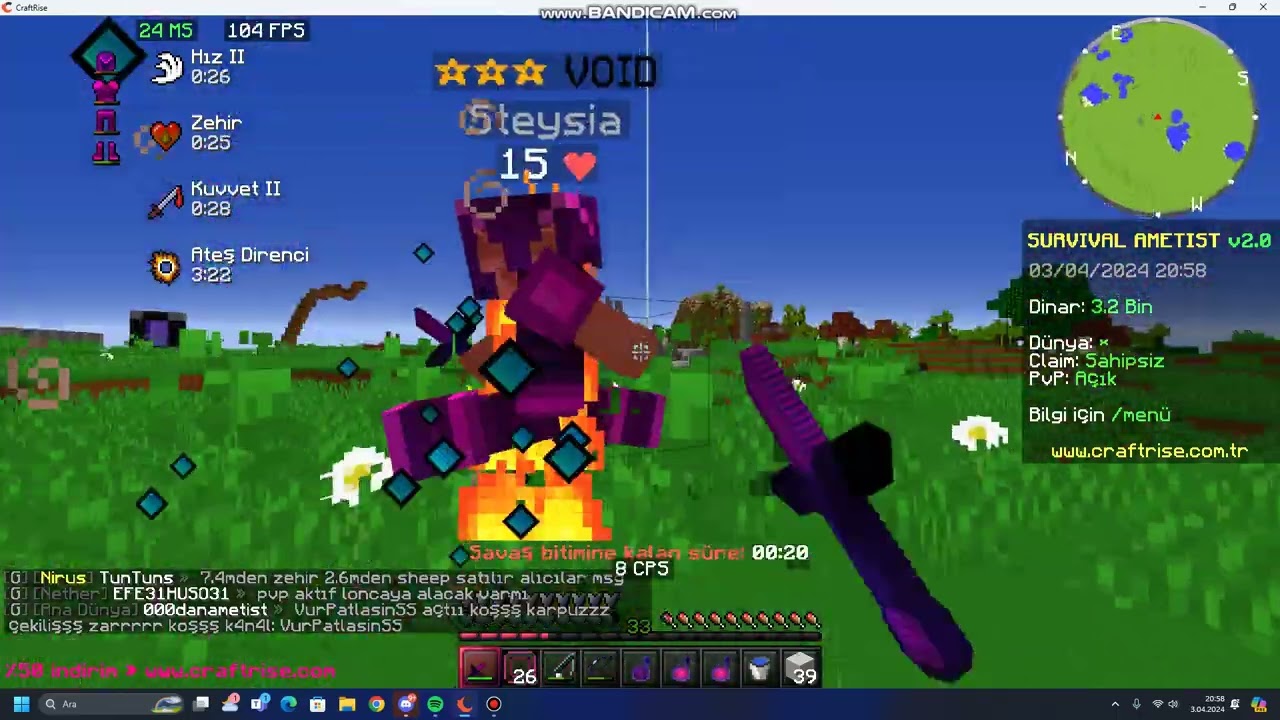 açık alan kapalı alan 1v1/2v2 atma craftrise survival ametist