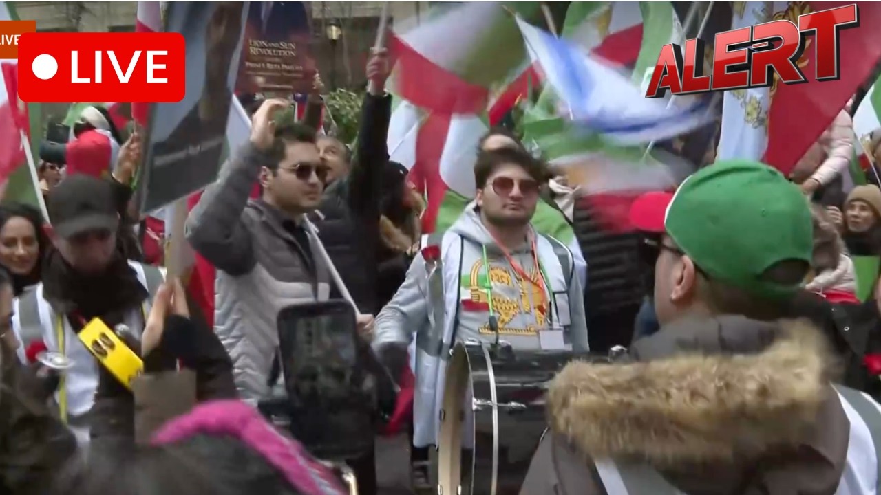 Demonstrators gather in Time Square to celebrate U.S. strike on Iran