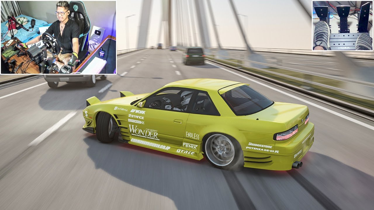 PRO SKILL DRIVER NISSAN 240 SX DRIFTING | STEERING WHEEL + PEDAL CAM | ASSETO CORSA