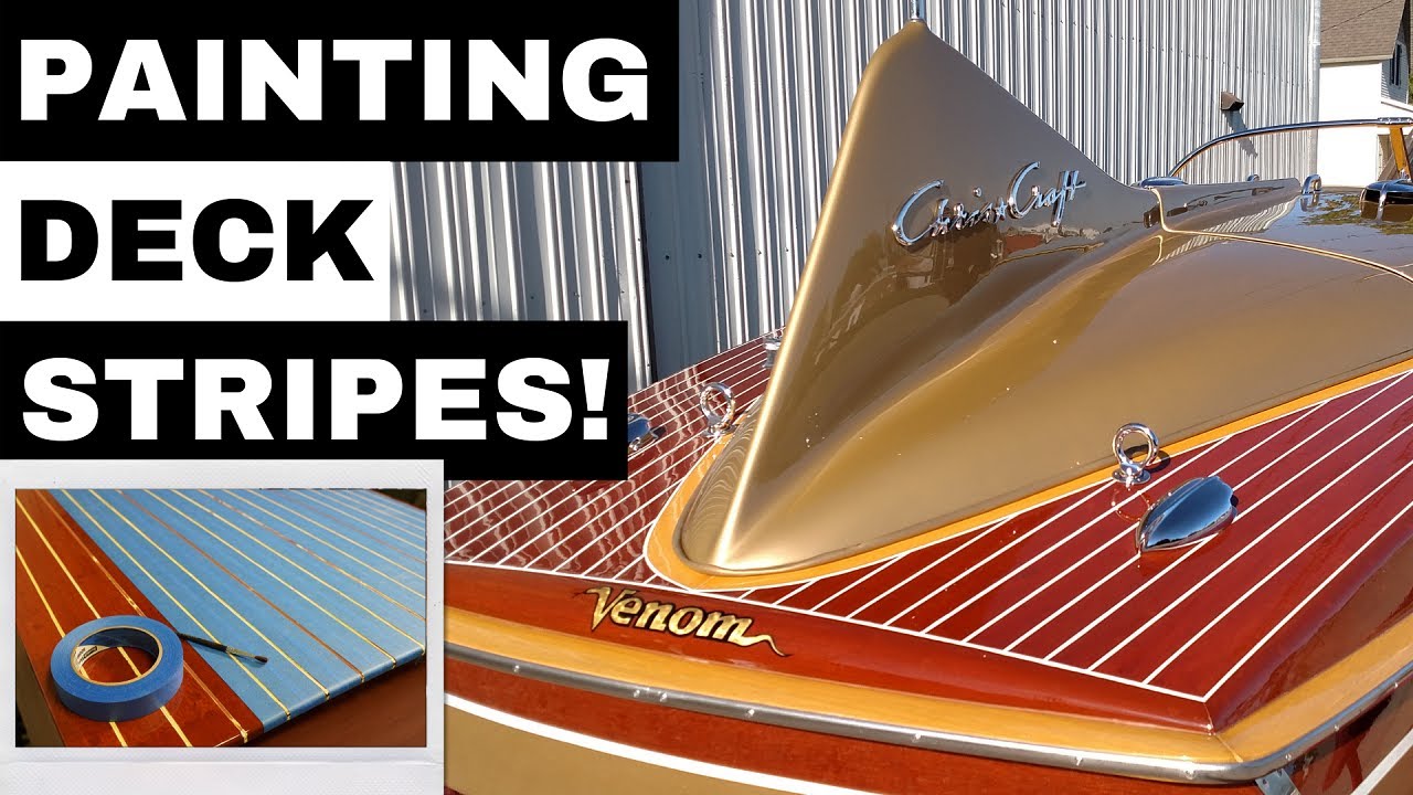 WOODEN BOAT RESTORATION -  How to Paint Deck Stripes