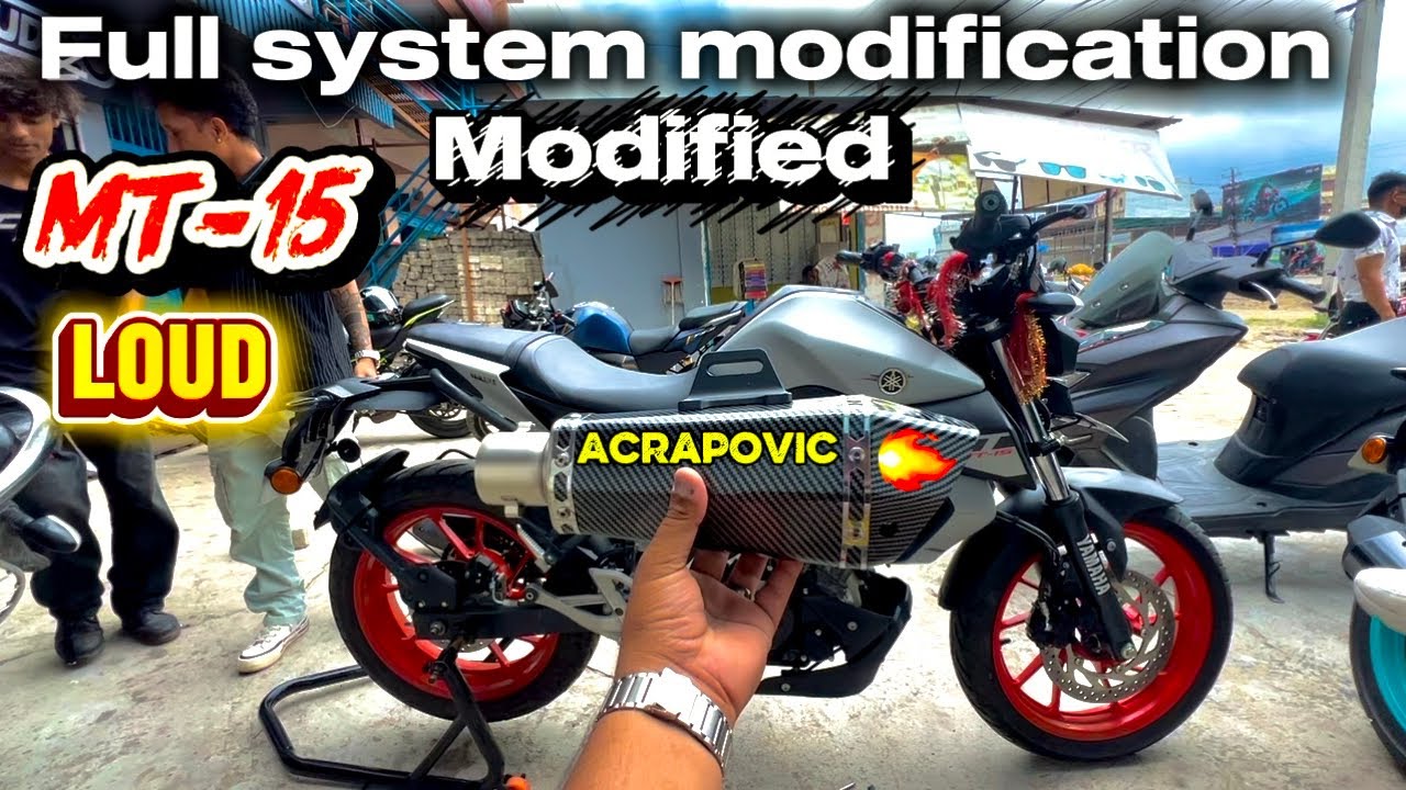 FULL SYSTEM EXHAUST MODIFIED IN NEPAL 🇳🇵 MT-15 LOUD MODIFICATION 😱😱#mt15 #mt15modified