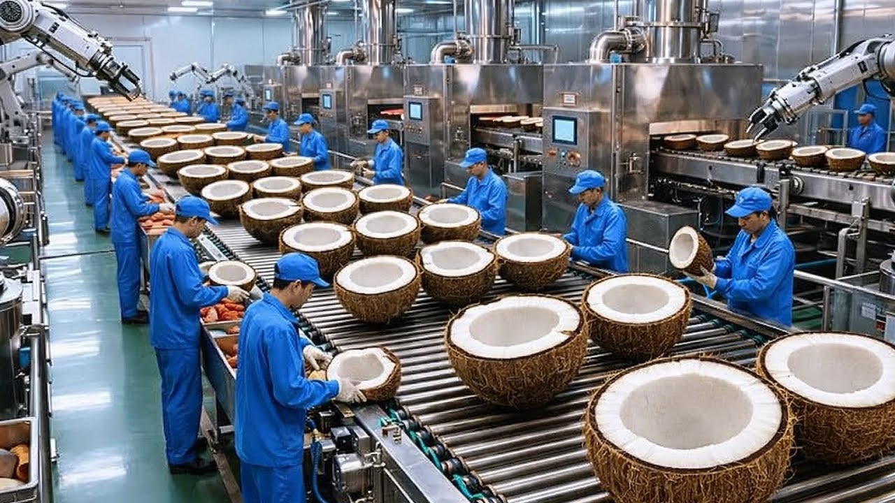 Inside a Modern Coconut Processing Plant | From Whole Coconut to Coconut Milk