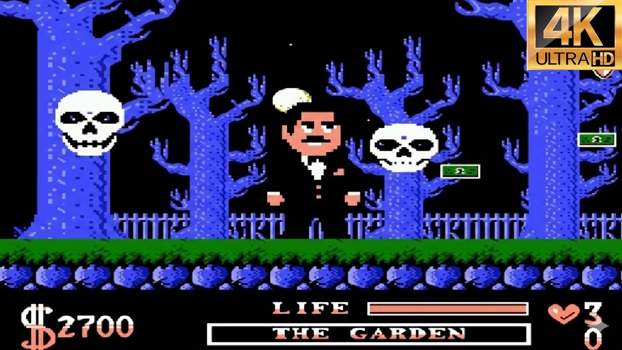 Retro Gaming Fangame Addams Family Pugsley's Scavenger 1991 (NES) All Bosses Retro Nostalgia 4K