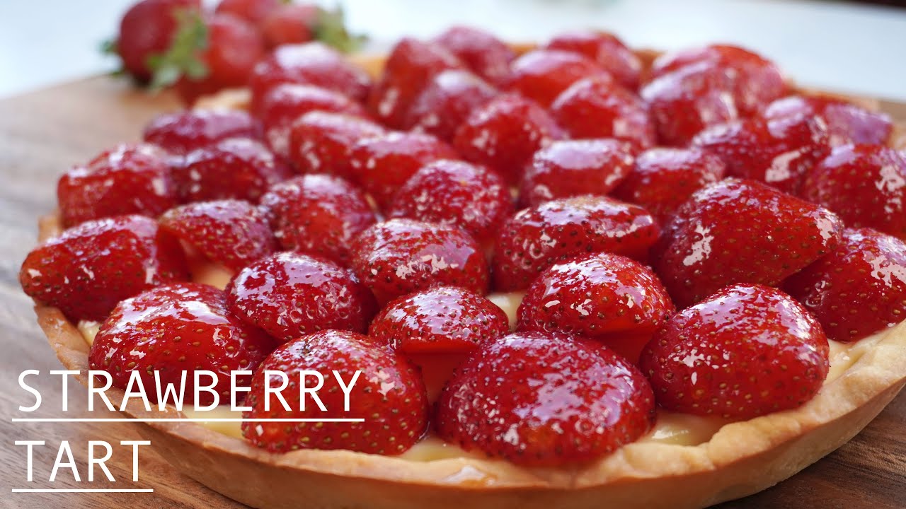 Strawberry Tart with Easy Dough at Home 🍓 Crunchy and Delicious (ASMR)