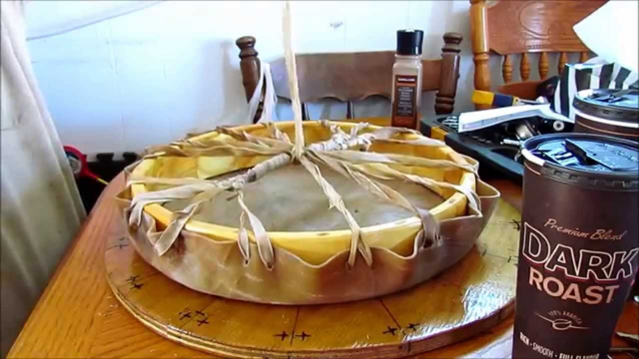How to make a hand drum with NDN JOE 2014, Elk skin, raw,hide, native american, drum