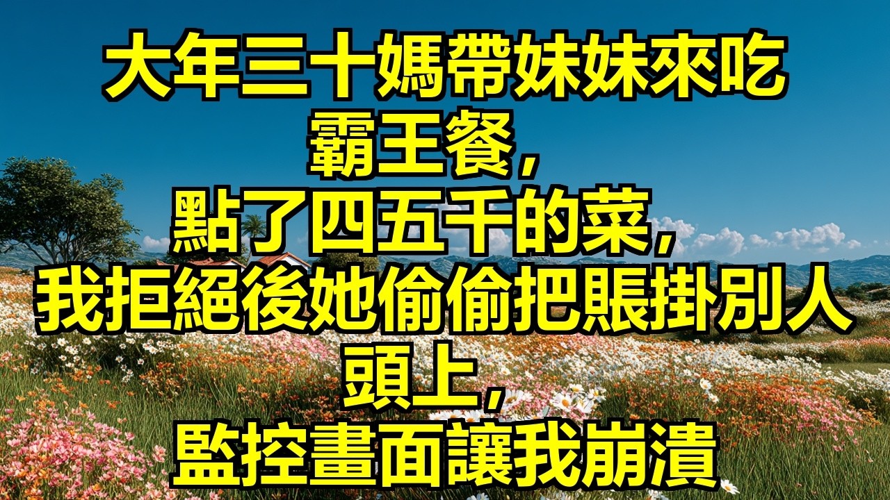 大年三十我媽帶妹妹來餐廳吃霸王餐，點了四五千的菜，讓我把酒錢掛隔壁桌，我拒絕後她揹著我偷偷操作，監控裡的畫面讓我徹底崩潰 #蹭單教程 #親媽坑女 #後臺操作