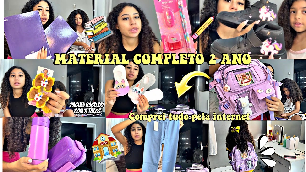 MATERIAL ESCOLAR DA MINHA FILHA📚| 2 ANO comprei tudo PELA INTERNET | Shopee e SHEIN #sabrinatavares 