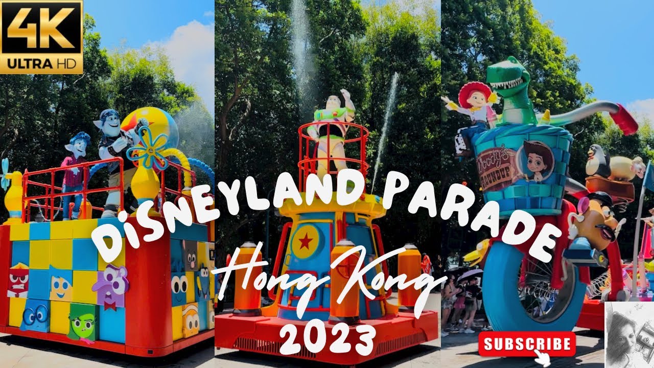 Disneyland Parade In Hong Kong 2023 | Pixar Water Play Street Party Full Tour in 4K | @travelingartasty