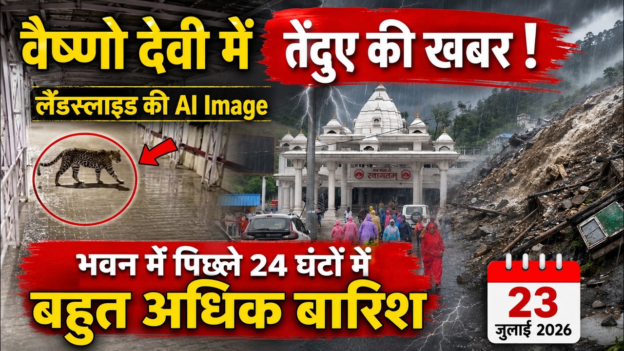 वैष्णो देवी में तेंदुआ दिखा ? भवन में पिछले 24 घंटों में भारी बारिश | 23 जुलाई 2026 | Latest Video