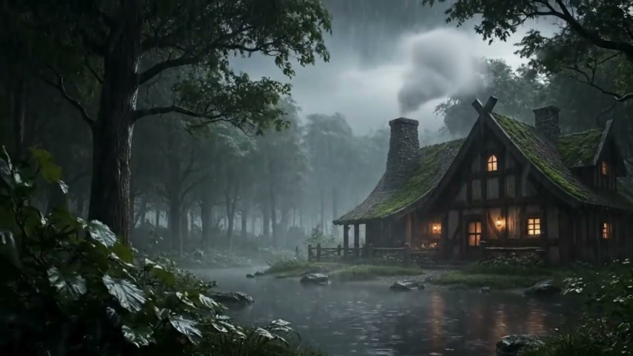 Deep Night Cabin Rainfall 🌙🌧️ | Calm Your Mind