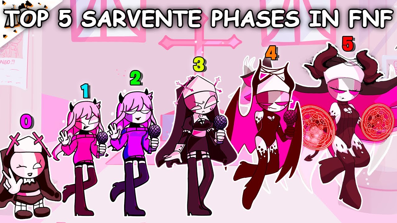 Top 5 Sarvente PHASES in Friday Night Funkin’ (0-5 PHASES)