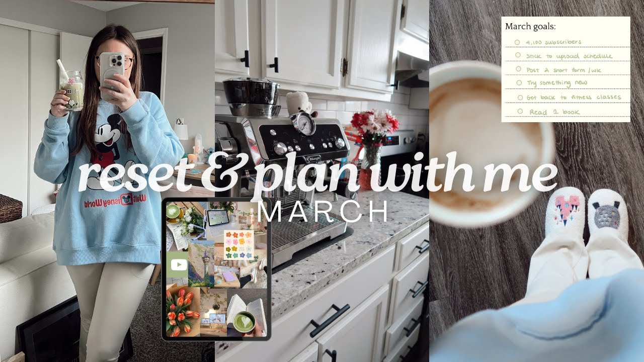 monthly reset & plan with me | March 2024 🍵☘️ - resetting my space, digital planning in Goodnotes